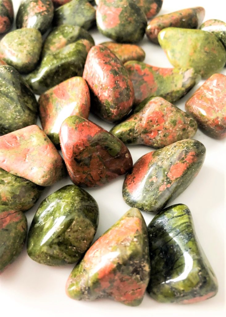 Healing Reiki TUMBLED Small UNAKITE Crystals 1/2 lb Bulk  Stones Pink Green 